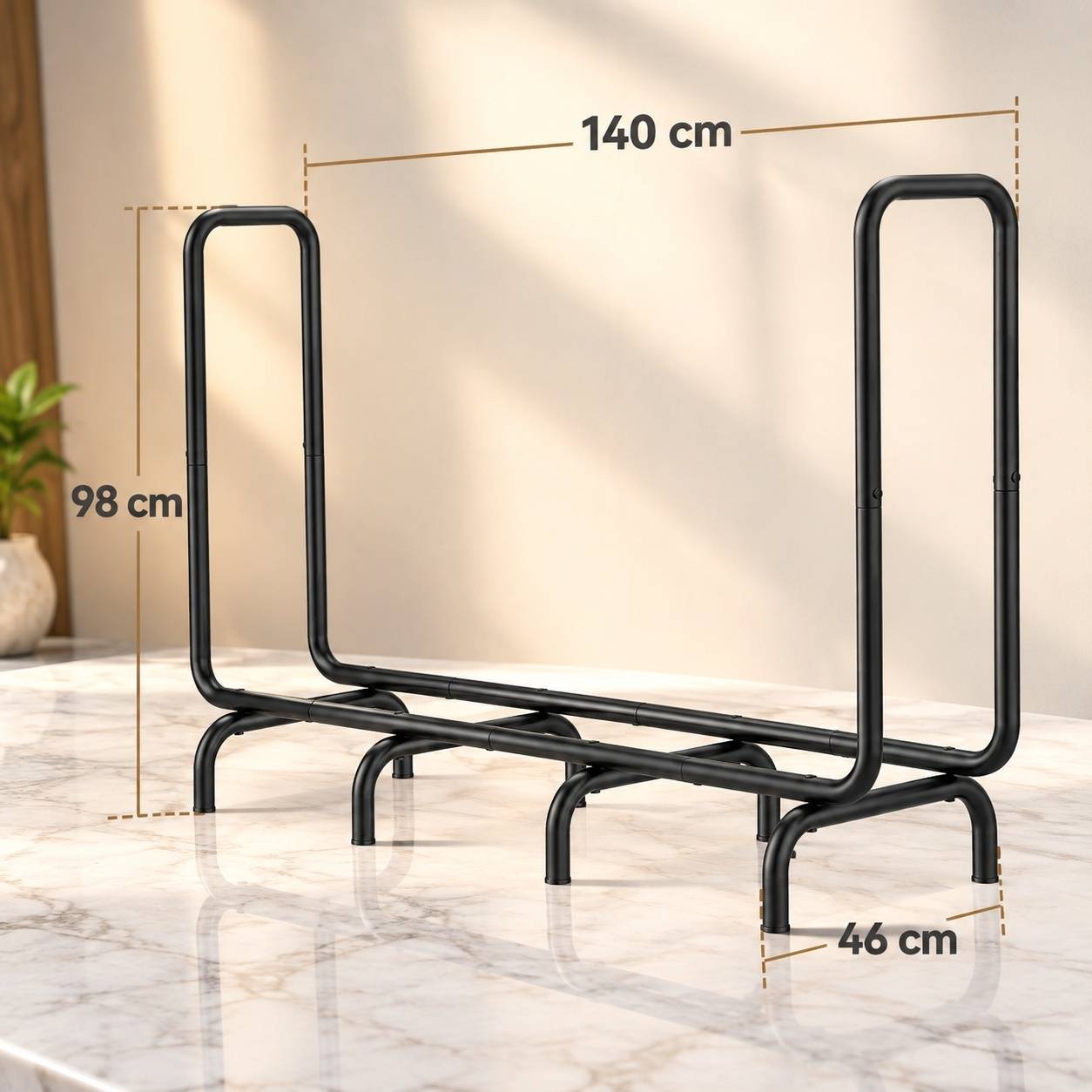 Support à Bûches Métal Intérieur Extérieur Rangement Bois Noir - Image 8