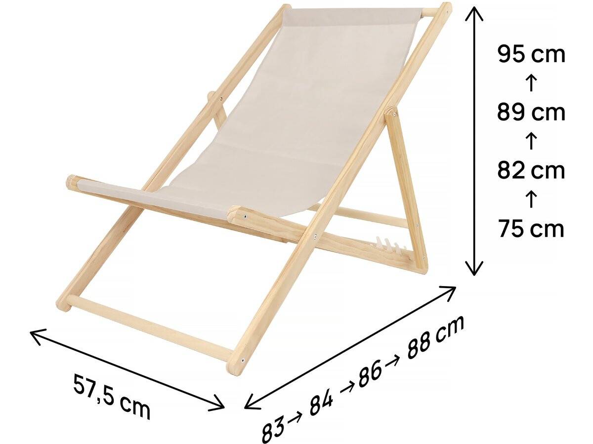 Lot De 2 Transats En Bois "chilienne" - 107 X 56.5 X 81 Cm - Ecru -habitat Et Jardin - Image 4