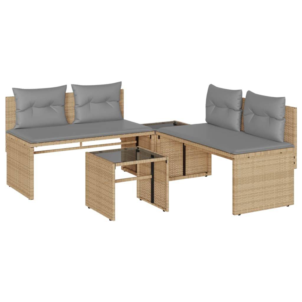 Salon de jardin bas 4 pcs en résine tressée avec 2 tables basses Beige – ComfortXL Outdoor Living - Image 2