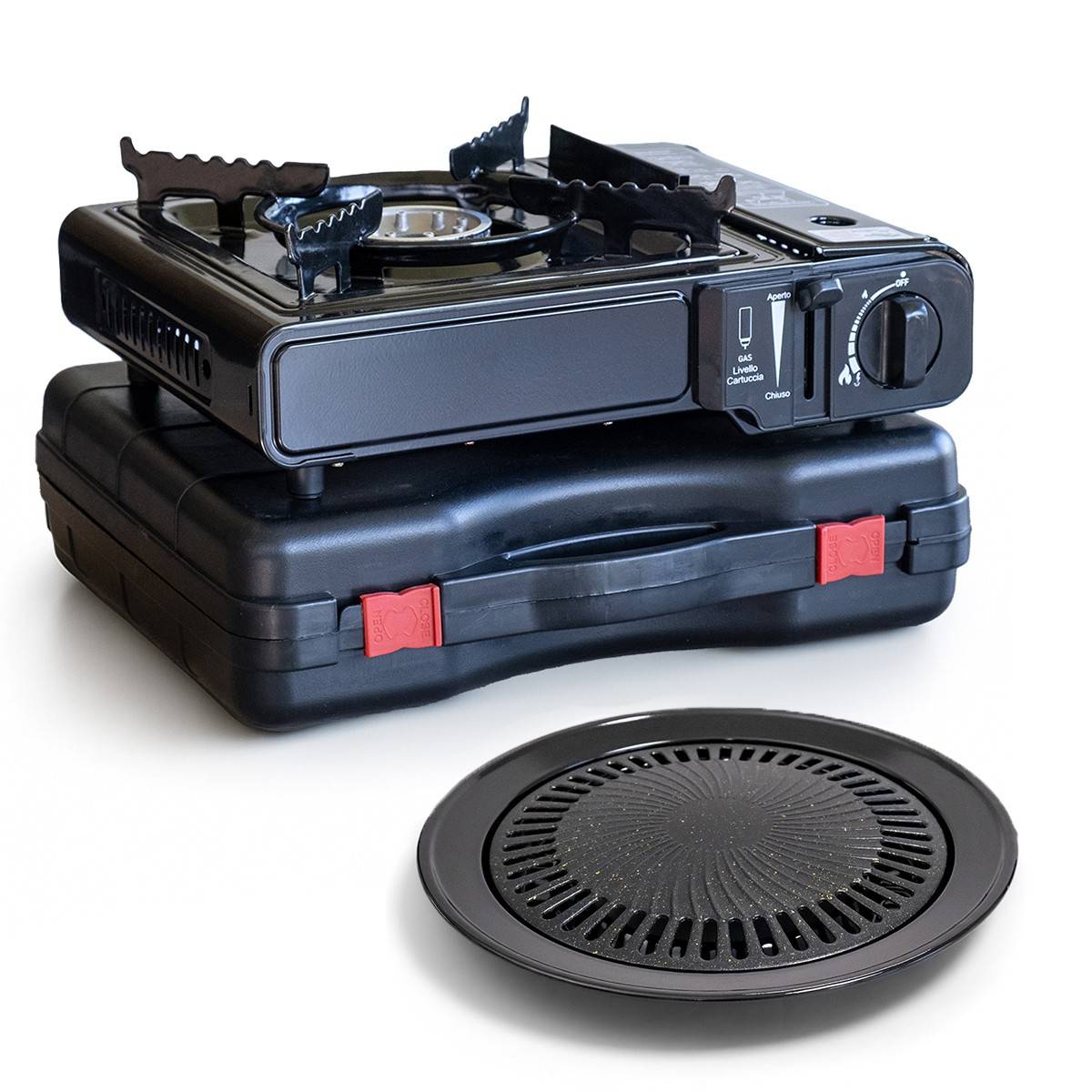 Réchaud gaz camping 2200W 1 feu + Grill Barbecue - Imagen 1