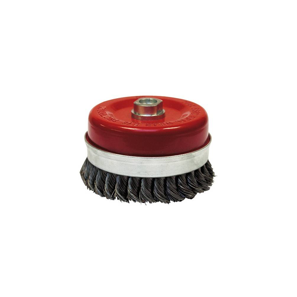 Brosse conique pour meuleuse fil acier torsadé 0.50 mm D. 80 mm M14 pour métal - Décapage extra dur - LEMAN - 530.080 - Imagen 1