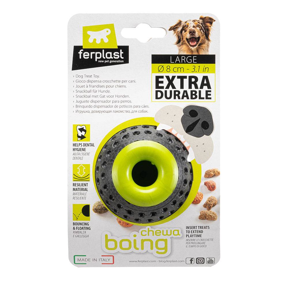 Ferplast - Ferplast Jouet Chien, Distributeur croquettes, en Matériau Durable, Non Toxique, Résistante aux Morsures, Rebondissant et Flottant, CHEWA BOING Balle - Imagen 8