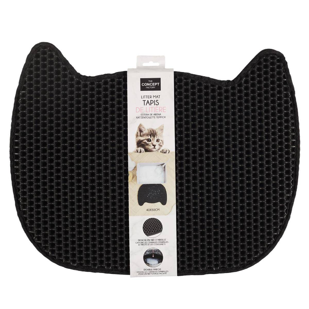 The Concept Factory - Tapis pour Litière "Chat" 50cm Noir - Image 7