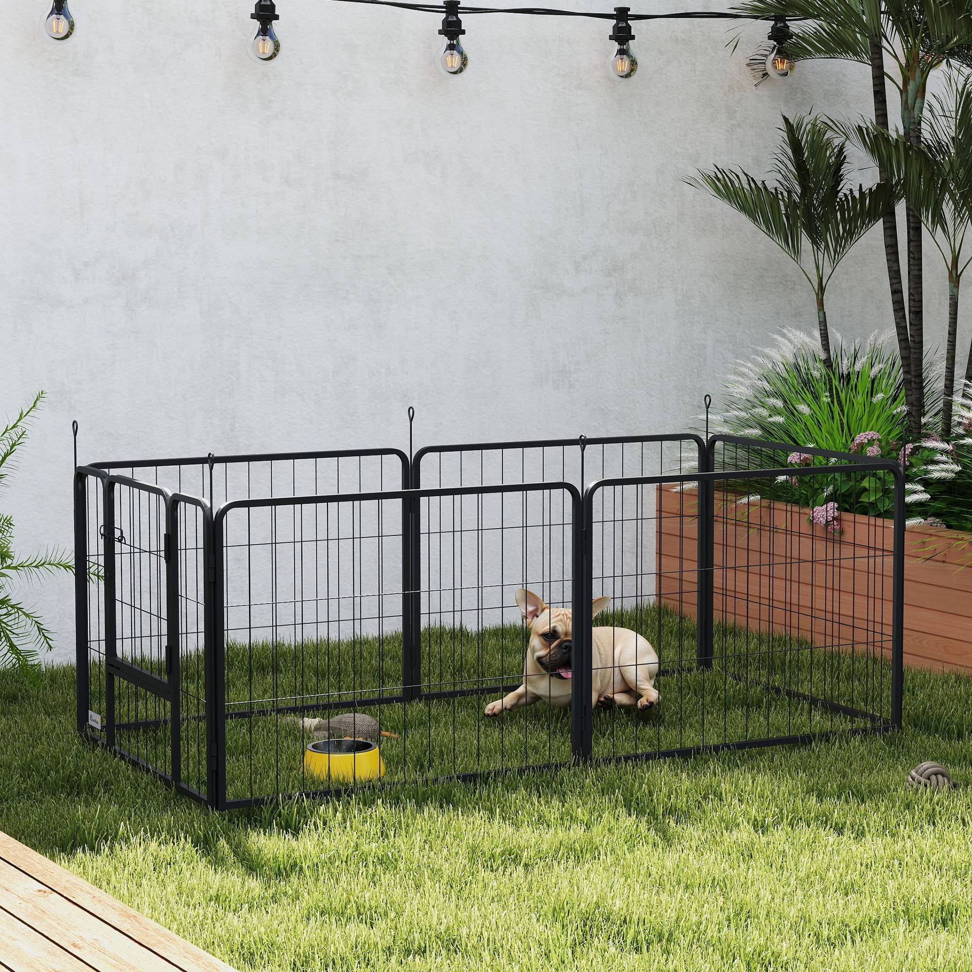 Parc pour chien à 6 panneaux, 60 cm de haut, avec porte, pour une utilisation intérieure et extérieure, noir - Image 10