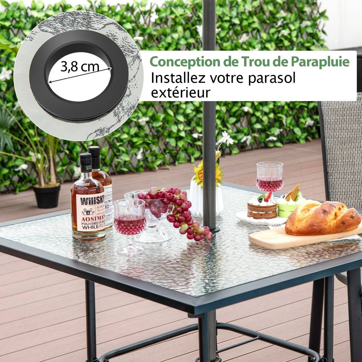 Table de jardin carrée en aluminium - Oviala