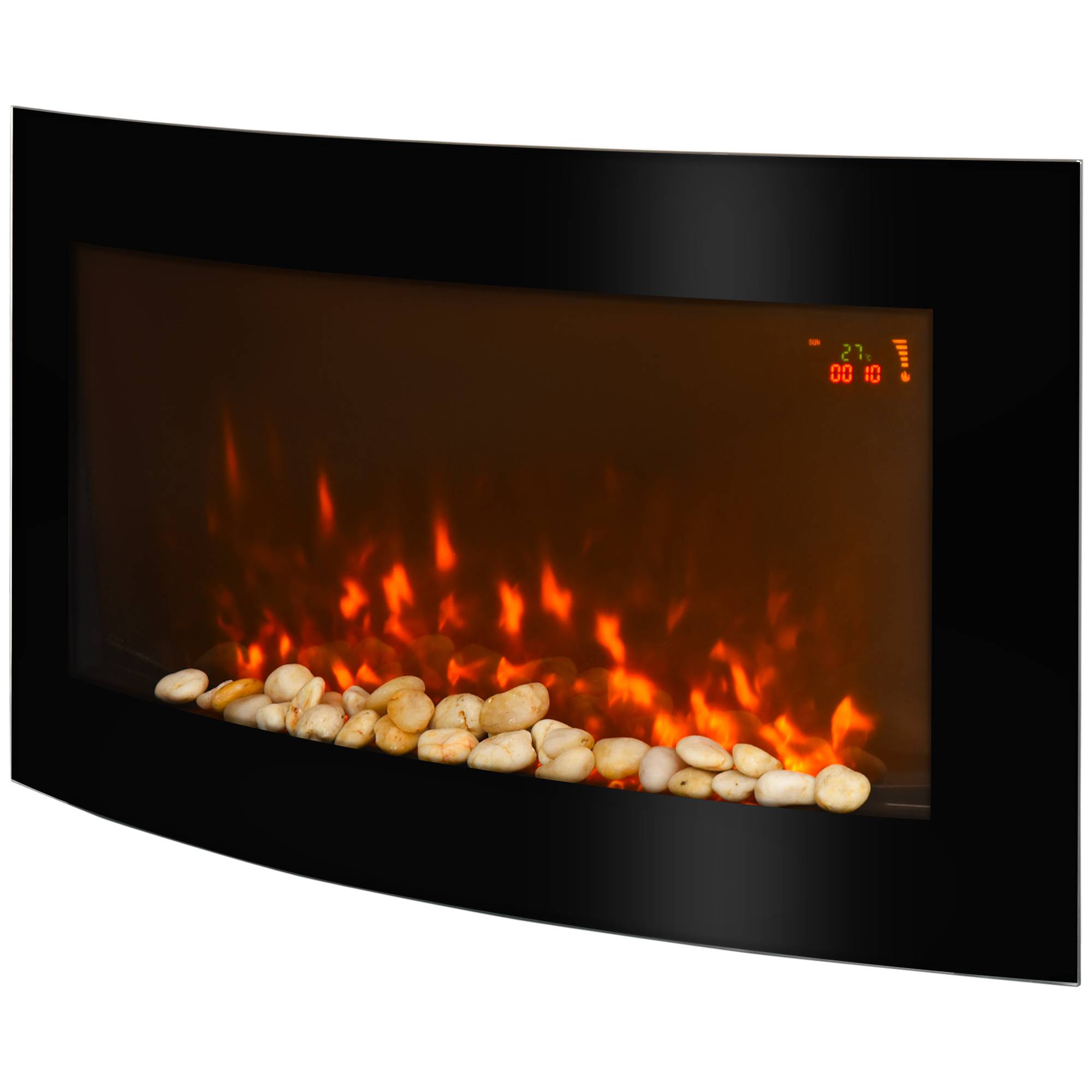Sans Marque - Cheminée électrique,Cheminée murale 89cm LED 7 couleurs 1000/2000W minuterie thermostat télécommande noir - Image 2