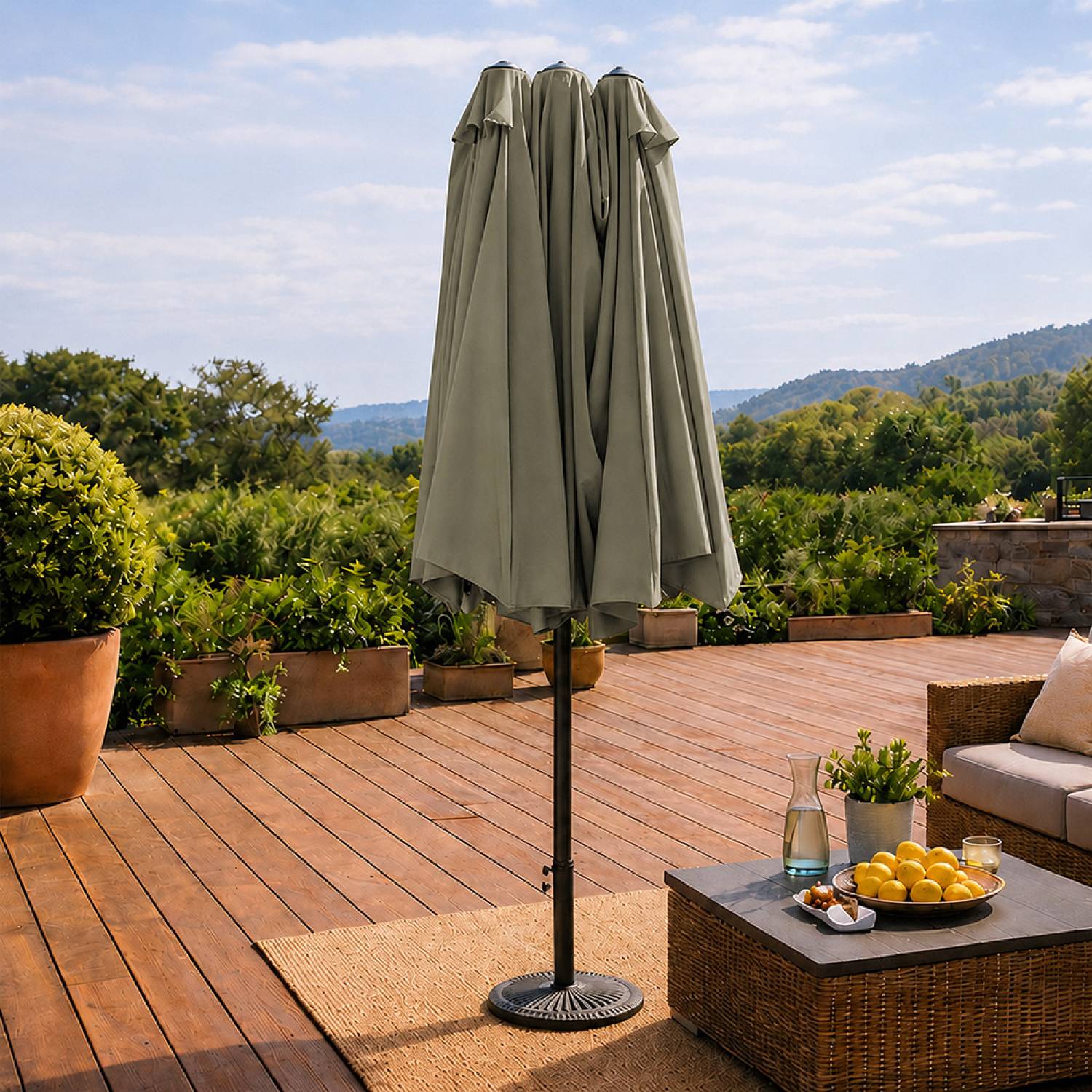 Parasol rectangulaire double 27x46m vert VENICE - Image 5