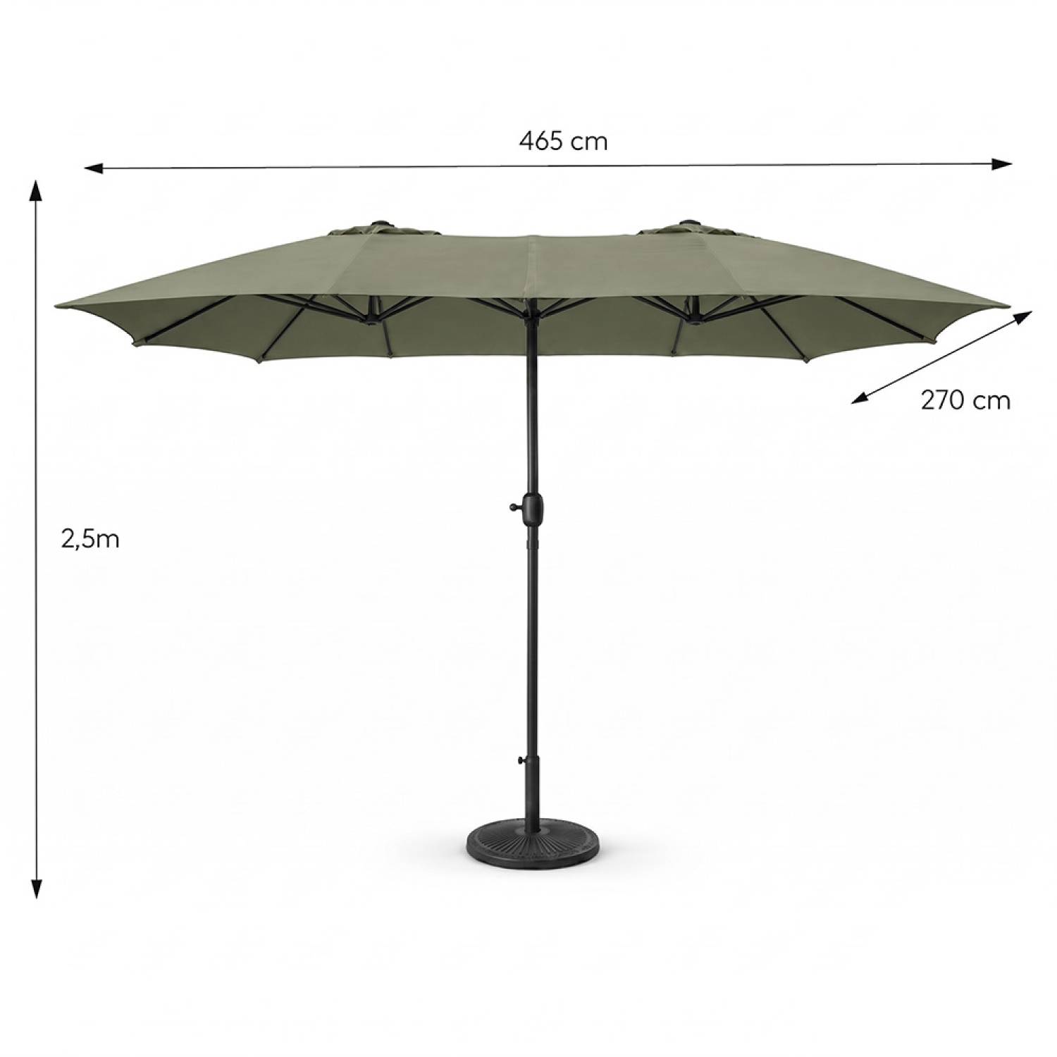 Parasol rectangulaire double 27x46m vert VENICE - Image 3