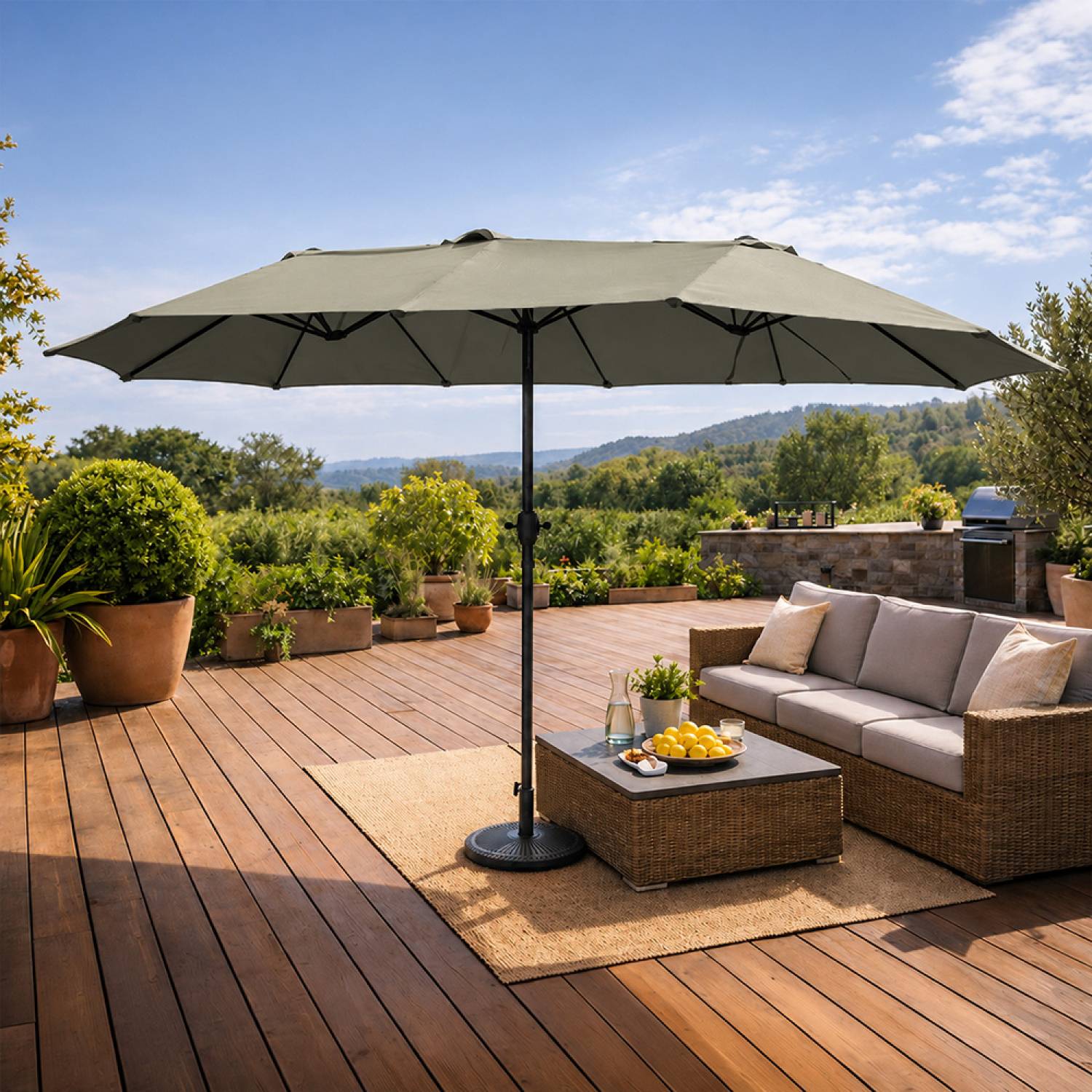 Parasol rectangulaire double 27x46m vert VENICE - Image 4