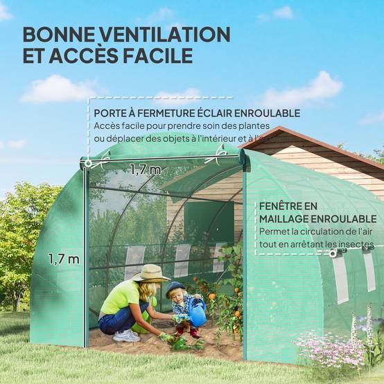 Serre de Jardin Tunnel en Métal Vert - Image 7