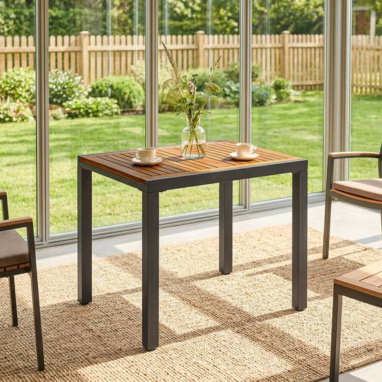 Table de jardin extensible acier et bois acacia naturel pour 4-6 personnes - ComfortXL Outdoor Living - Image 10
