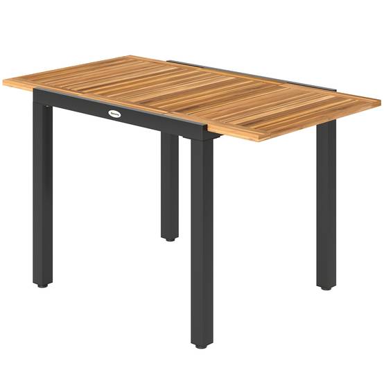 Table de jardin extensible acier et bois acacia naturel pour 4-6 personnes - ComfortXL Outdoor Living - Image 2