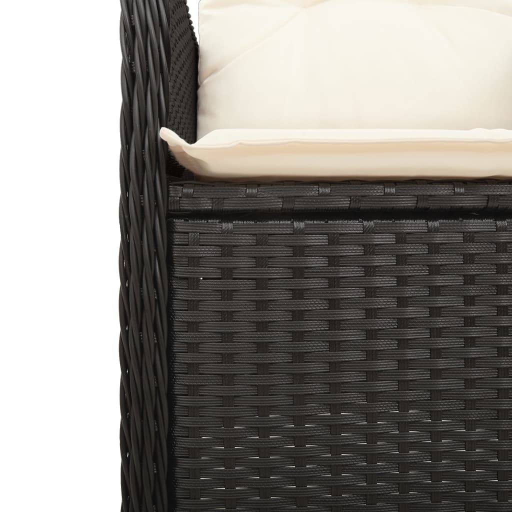 Chaise Inclinable de Jardin avec Coussins Noir Résine Tressée 54.5 x 58.5 x 92 cm, Poids :10.2kg - PANGIVO - Image 8