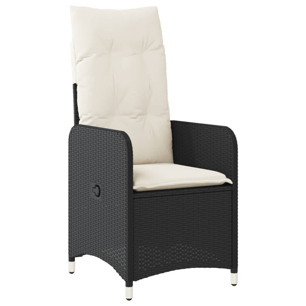Chaise Inclinable de Jardin avec Coussins Noir Résine Tressée 54.5 x 58.5 x 92 cm, Poids :10.2kg - PANGIVO - Image 2