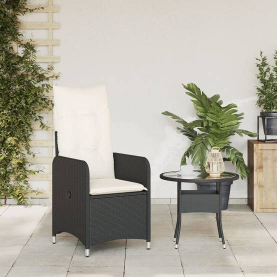 Chaise Inclinable de Jardin avec Coussins Noir Résine Tressée 54.5 x 58.5 x 92 cm, Poids :10.2kg - PANGIVO - Image 3