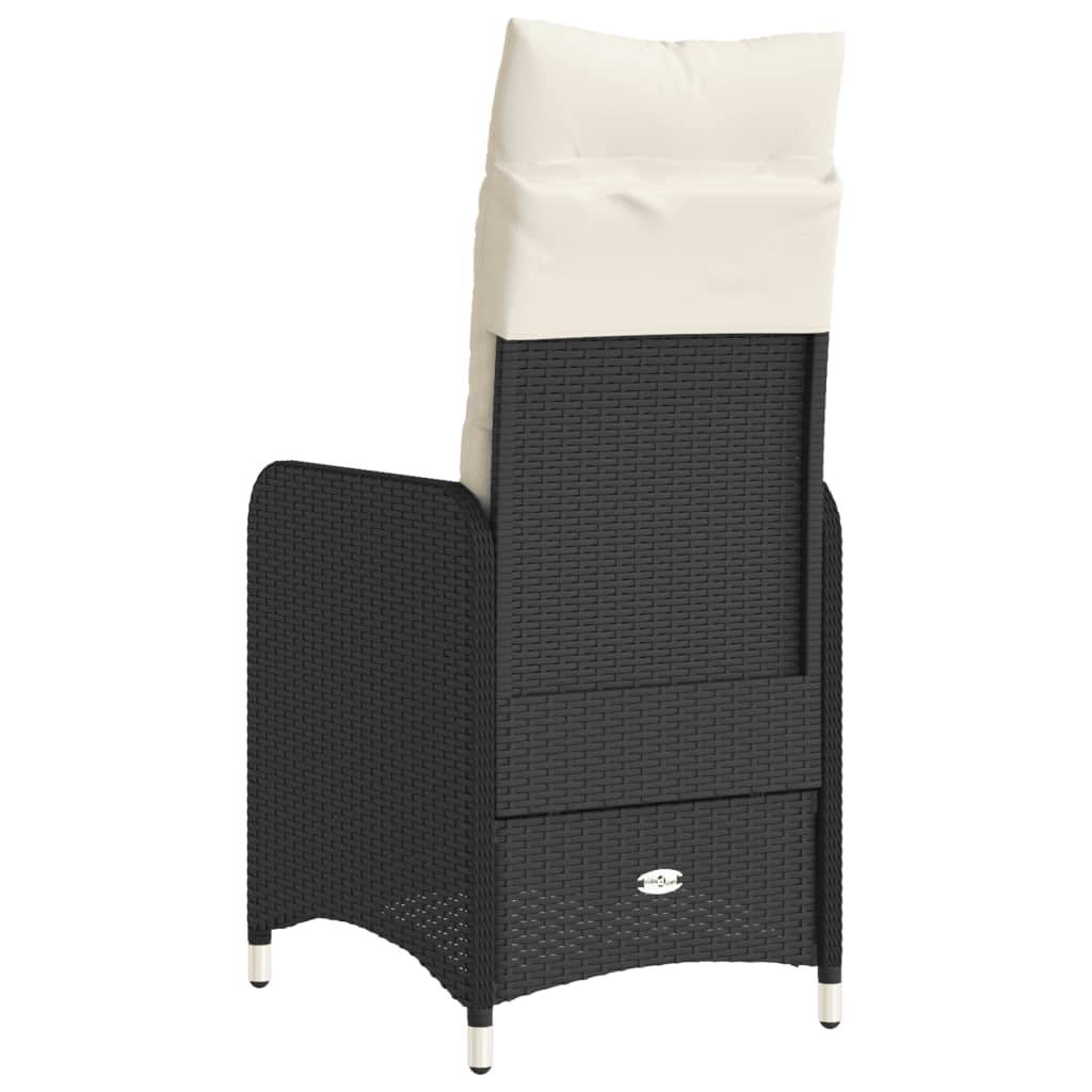 Chaise Inclinable de Jardin avec Coussins Noir Résine Tressée 54.5 x 58.5 x 92 cm, Poids :10.2kg - PANGIVO - Image 6