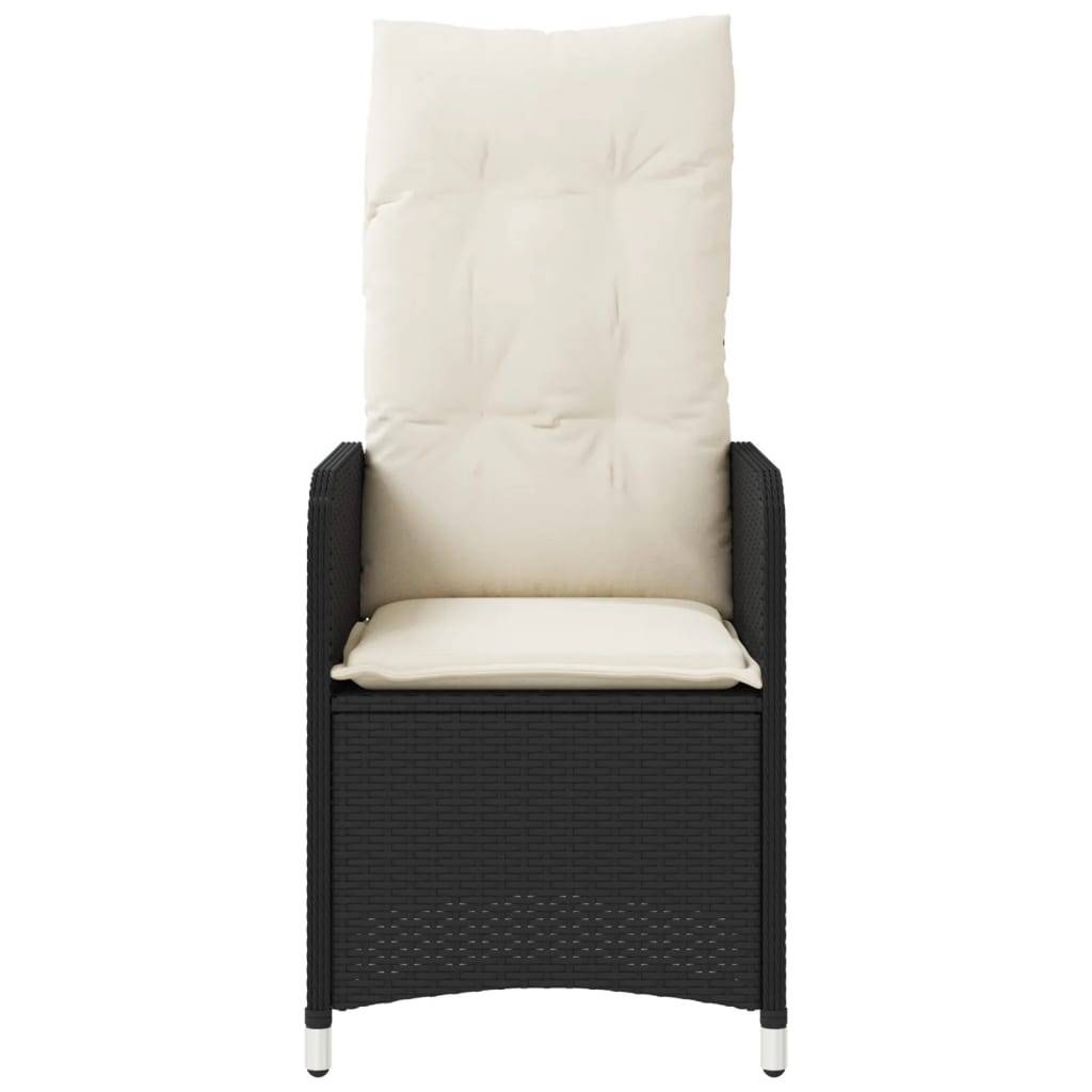 Chaise Inclinable de Jardin avec Coussins Noir Résine Tressée 54.5 x 58.5 x 92 cm, Poids :10.2kg - PANGIVO - Image 4