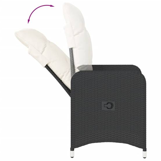 Chaise Inclinable de Jardin avec Coussins Noir Résine Tressée 54.5 x 58.5 x 92 cm, Poids :10.2kg - PANGIVO - Image 7