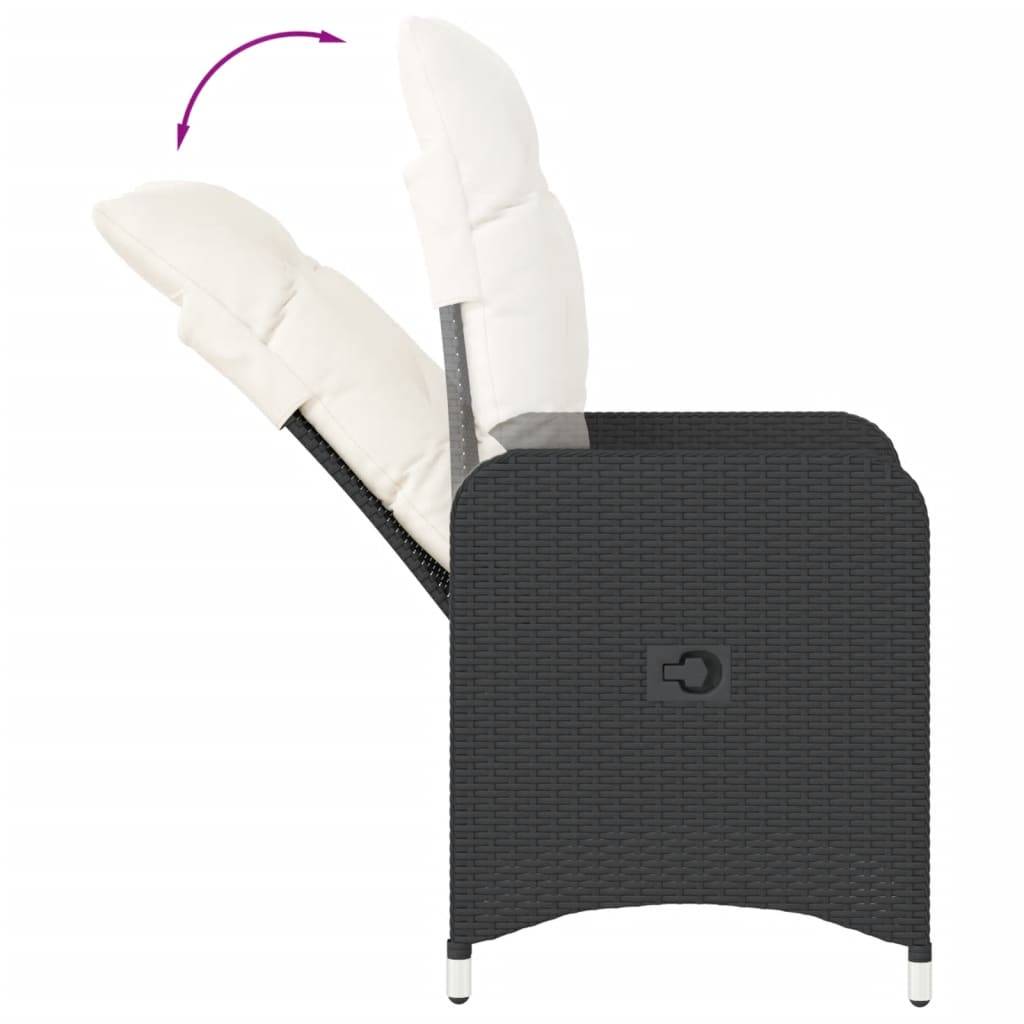 Chaise Inclinable de Jardin avec Coussins Noir Résine Tressée 54.5 x 58.5 x 92 cm, Poids :10.2kg - PANGIVO - Image 7