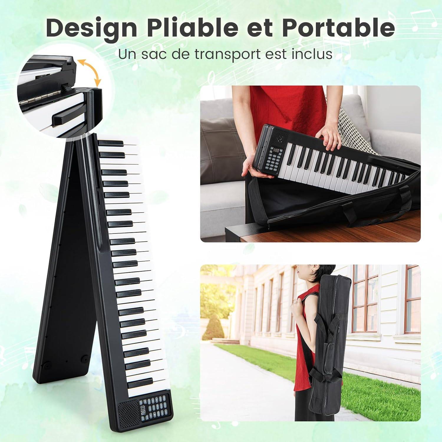 Piano Pliable 88 Touches Silicone - Clavier Électronique Portable Imperméable Pour Enfants Et Adultes