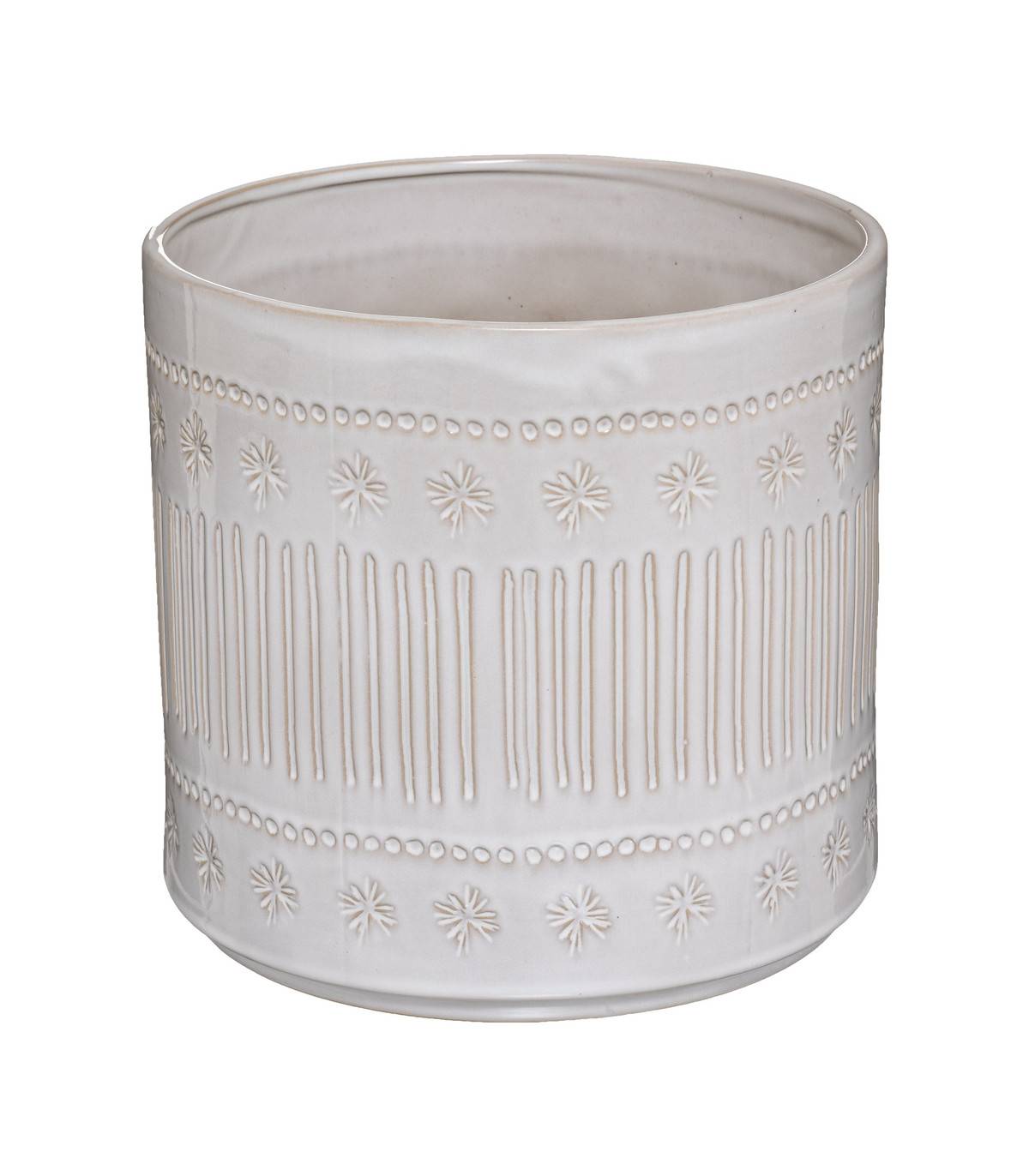 Set de 2 Pots en Céramique Ivoire décorée D 25 cm et D 20 cm - Imagen 3