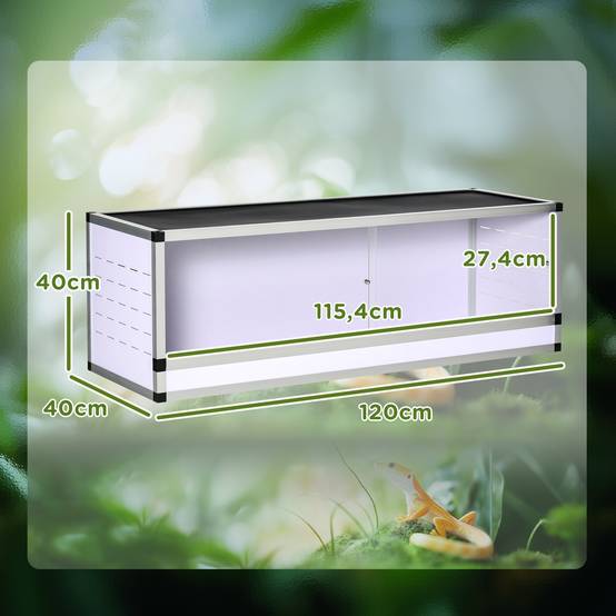 Terrarium pour reptiles, terrarium en acrylique avec mangeoire, 120 x 40 x 40 cm, pour amphibiens, insectes, escargots, araignées sauteuses - Image 5