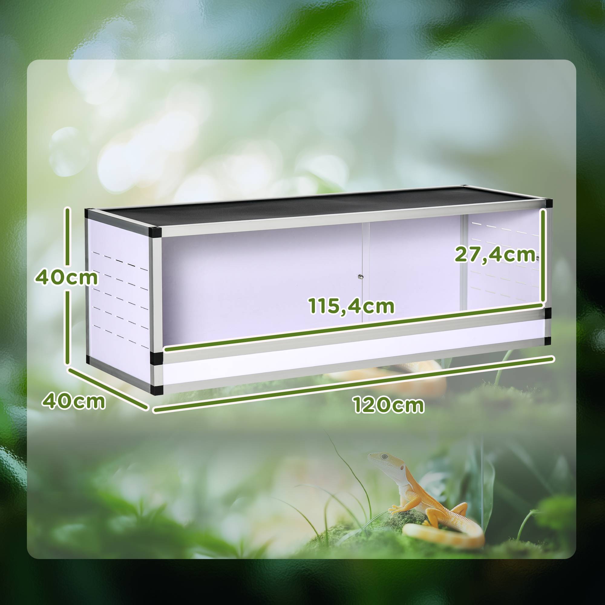 Terrarium pour reptiles, terrarium en acrylique avec mangeoire, 120 x 40 x 40 cm, pour amphibiens, insectes, escargots, araignées sauteuses - Image 5