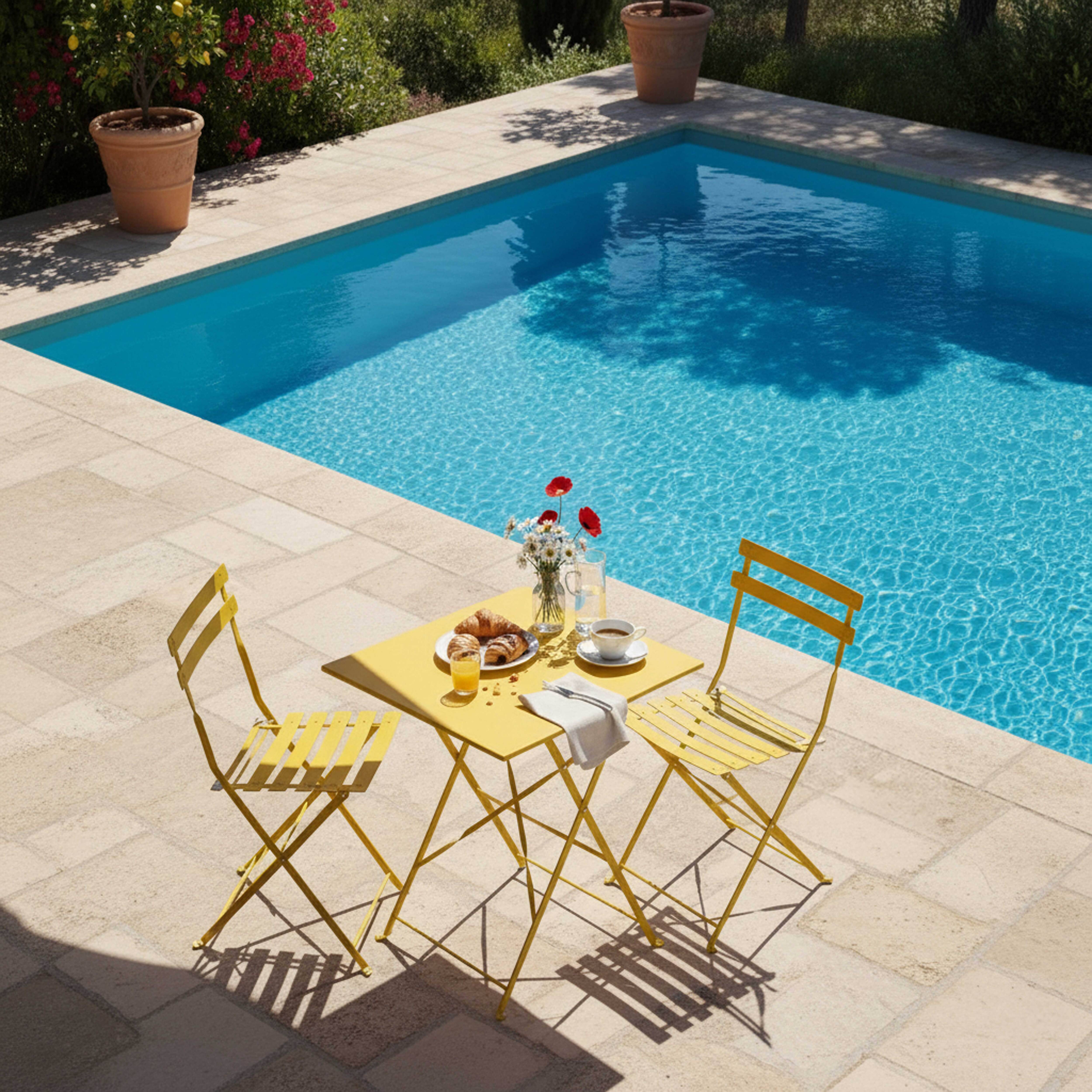 Oviala - Table de jardin pliante bistrot 60 cm en acier jaune Rome - Oviala - Imagen 4