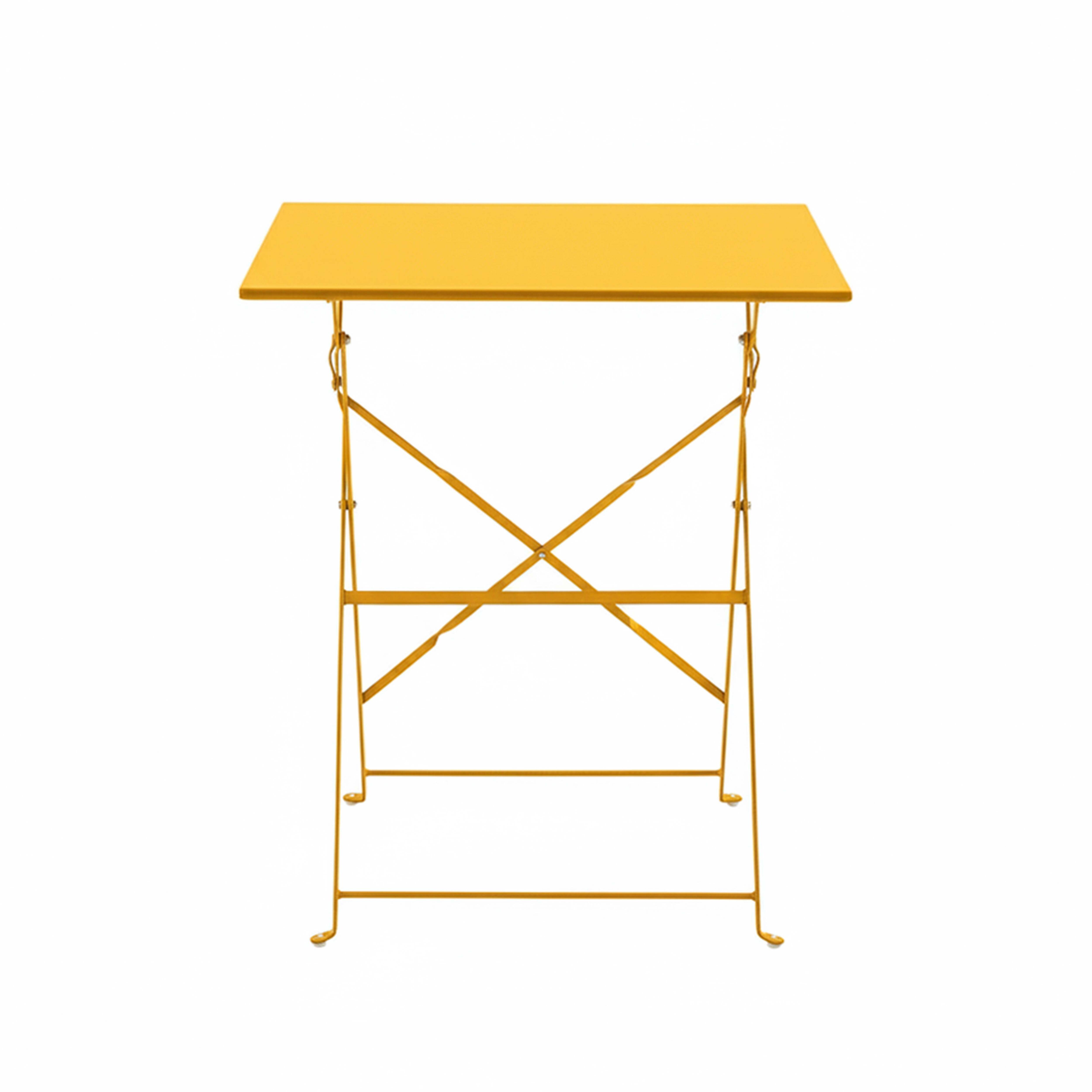 Oviala - Table de jardin pliante bistrot 60 cm en acier jaune Rome - Oviala - Imagen 3