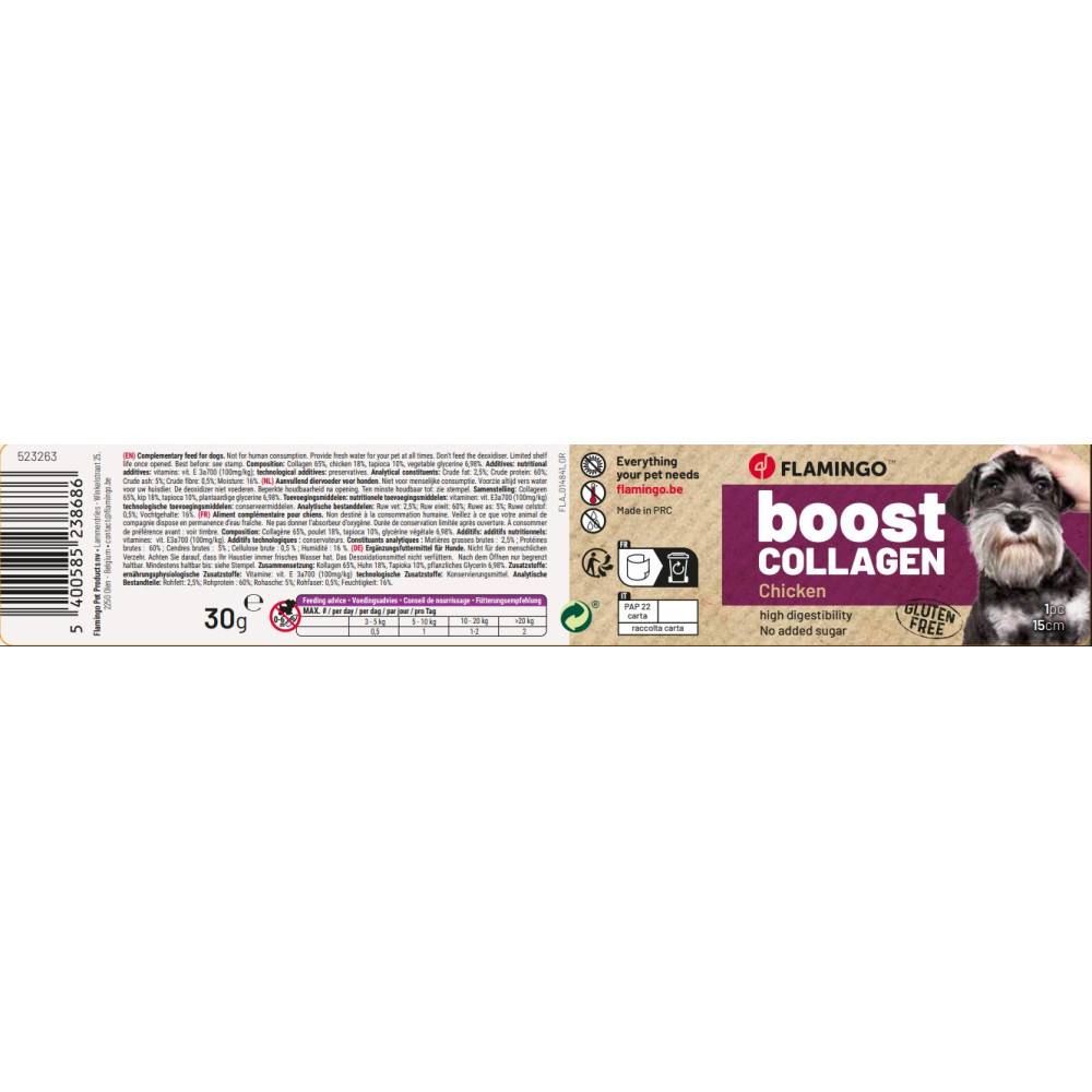 Flamingo - Friandises Boost Lanières avec poulet & Collagène 30 g pour chien - Imagen 4