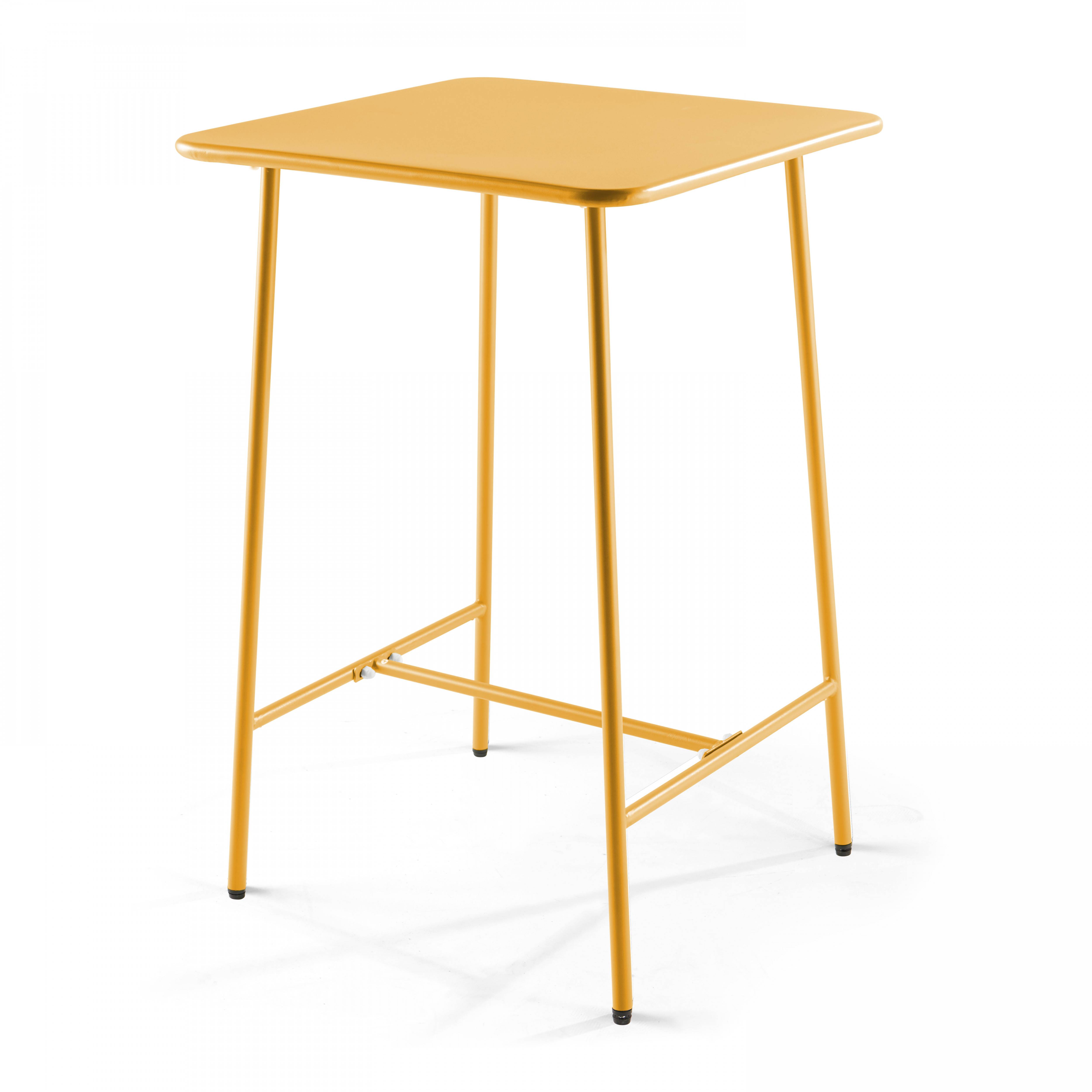Oviala - Table haute de jardin carrée en acier jaune Palavas - Oviala - Imagen 1