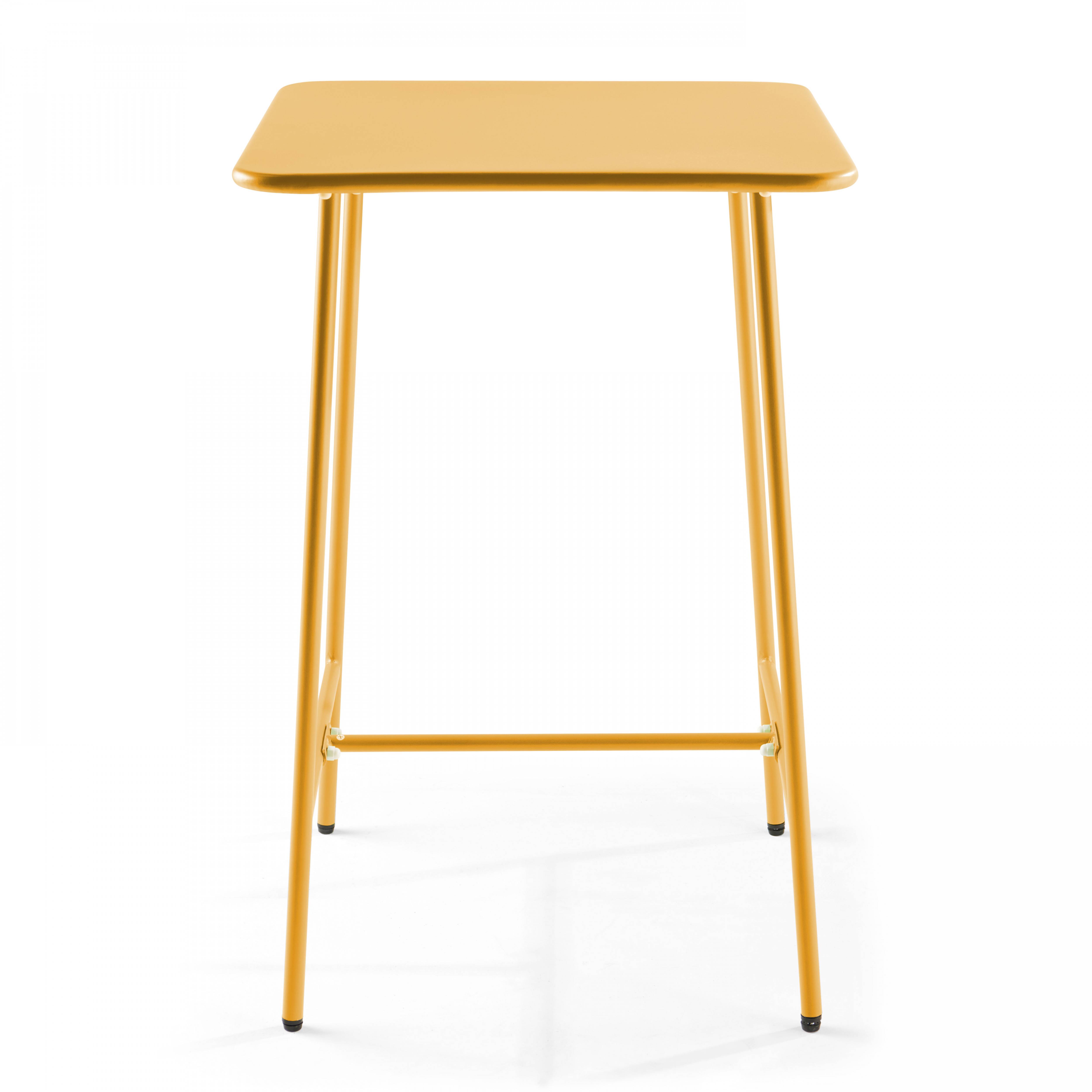 Oviala - Table haute de jardin carrée en acier jaune Palavas - Oviala - Imagen 5