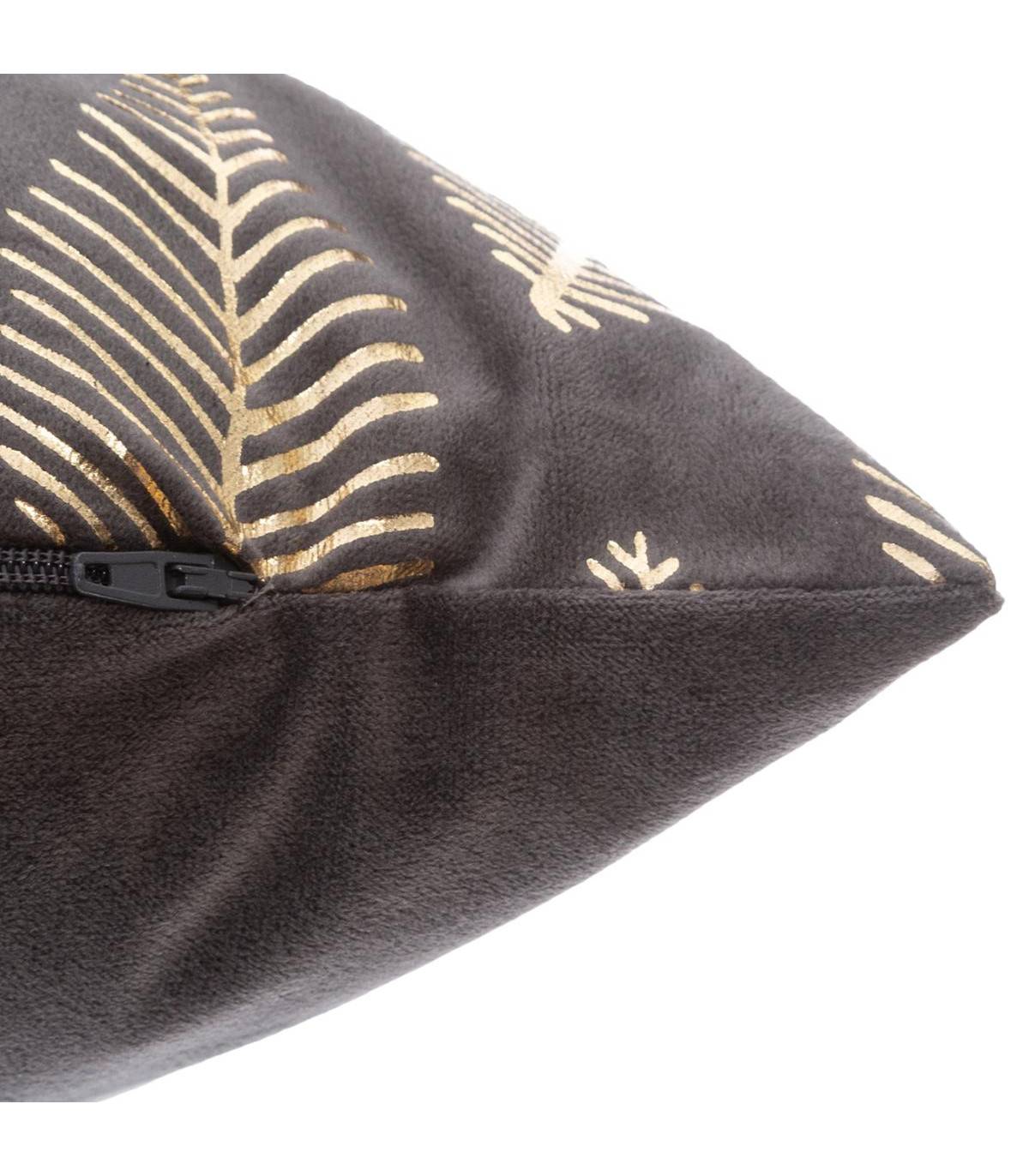 Coussin déhoussable Velours Gris foncé et Or 30 x 50 cm - Imagen 3
