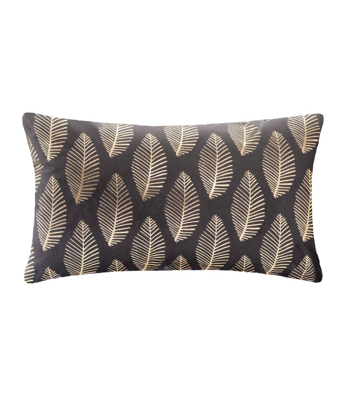 Coussin déhoussable Velours Gris foncé et Or 30 x 50 cm - Imagen 1
