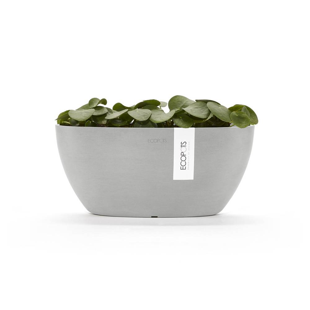 Ecopots - Pot Ovale Sofia 30 Blanc Gris + réservoir d'eau - 30 x 13 x H. 13,5 cm - 2,7 L ECOPOTS - Imagen 3