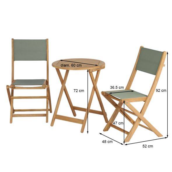 Ensemble table et chaises SAFARI 2 places en bois teck FSC Beau Rivage - Image 3