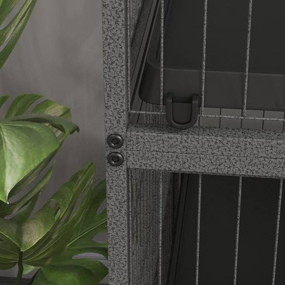 Cage multifonction en acier pour rongeurs 4 plateformes sur roulettes 80x52x128cm gris - ComfortXL Outdoor Living - Image 10