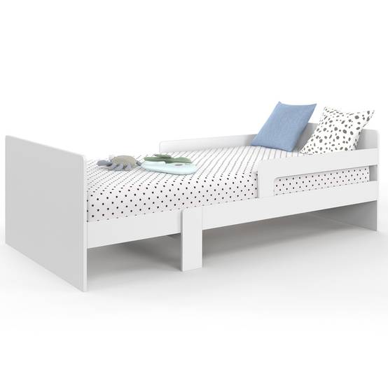 Lit simple évolutif GASPARD 90 x 140/190 cm avec sommier et barrières bois blanc - Image 6