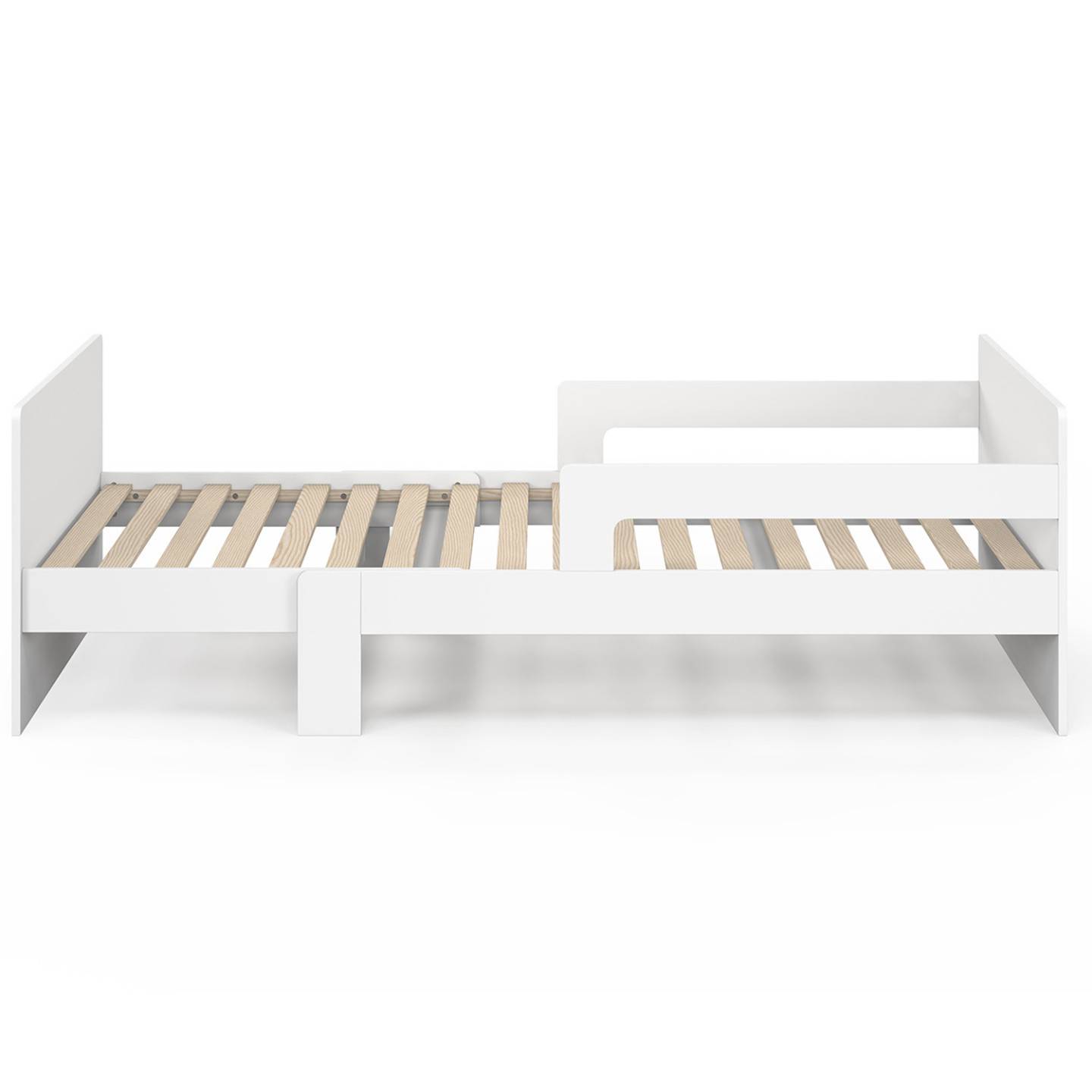 Lit simple évolutif GASPARD 90 x 140/190 cm avec sommier et barrières bois blanc - Image 3
