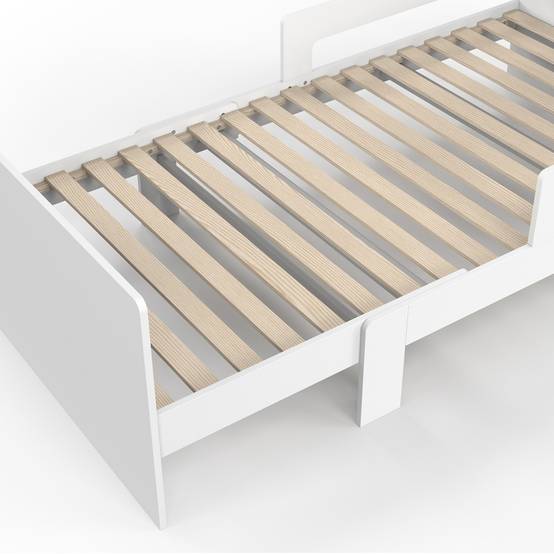 Lit simple évolutif GASPARD 90 x 140/190 cm avec sommier et barrières bois blanc - Image 4