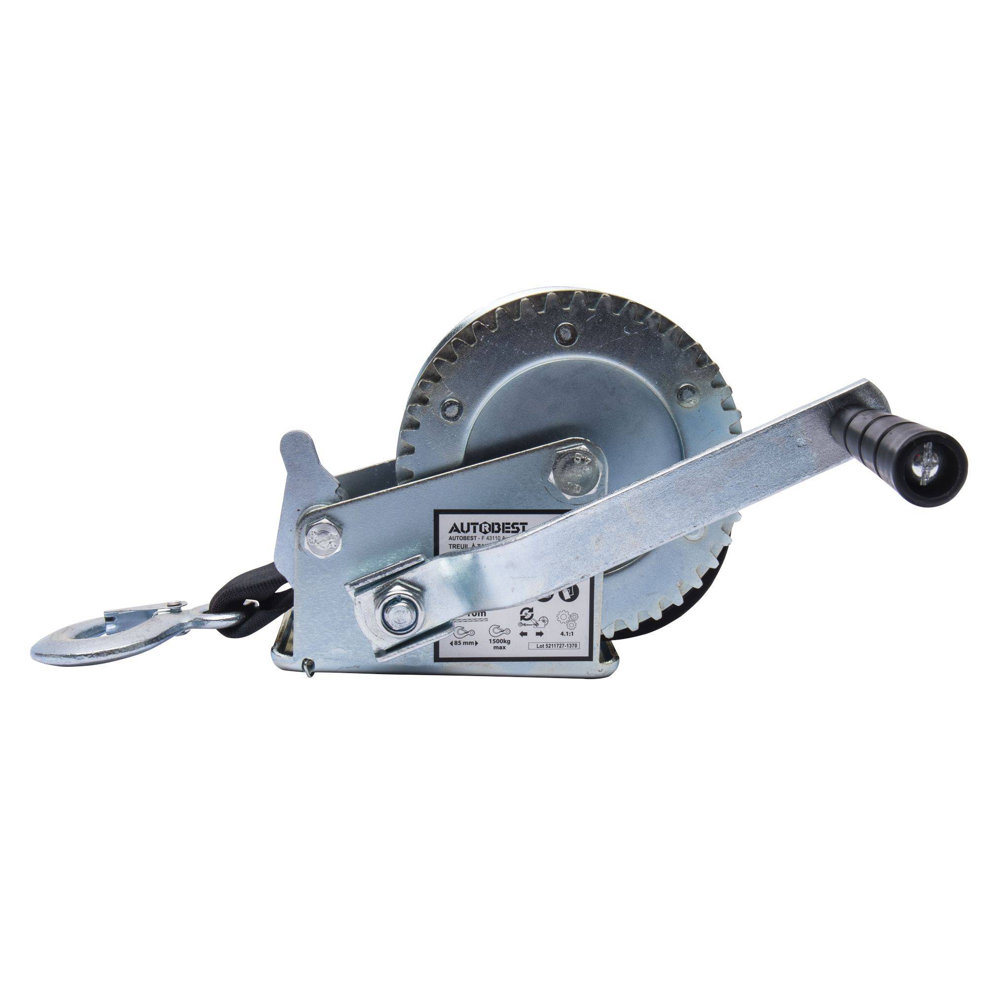 Treuil manuel tambour 550kg 10m de sangle - Image 4