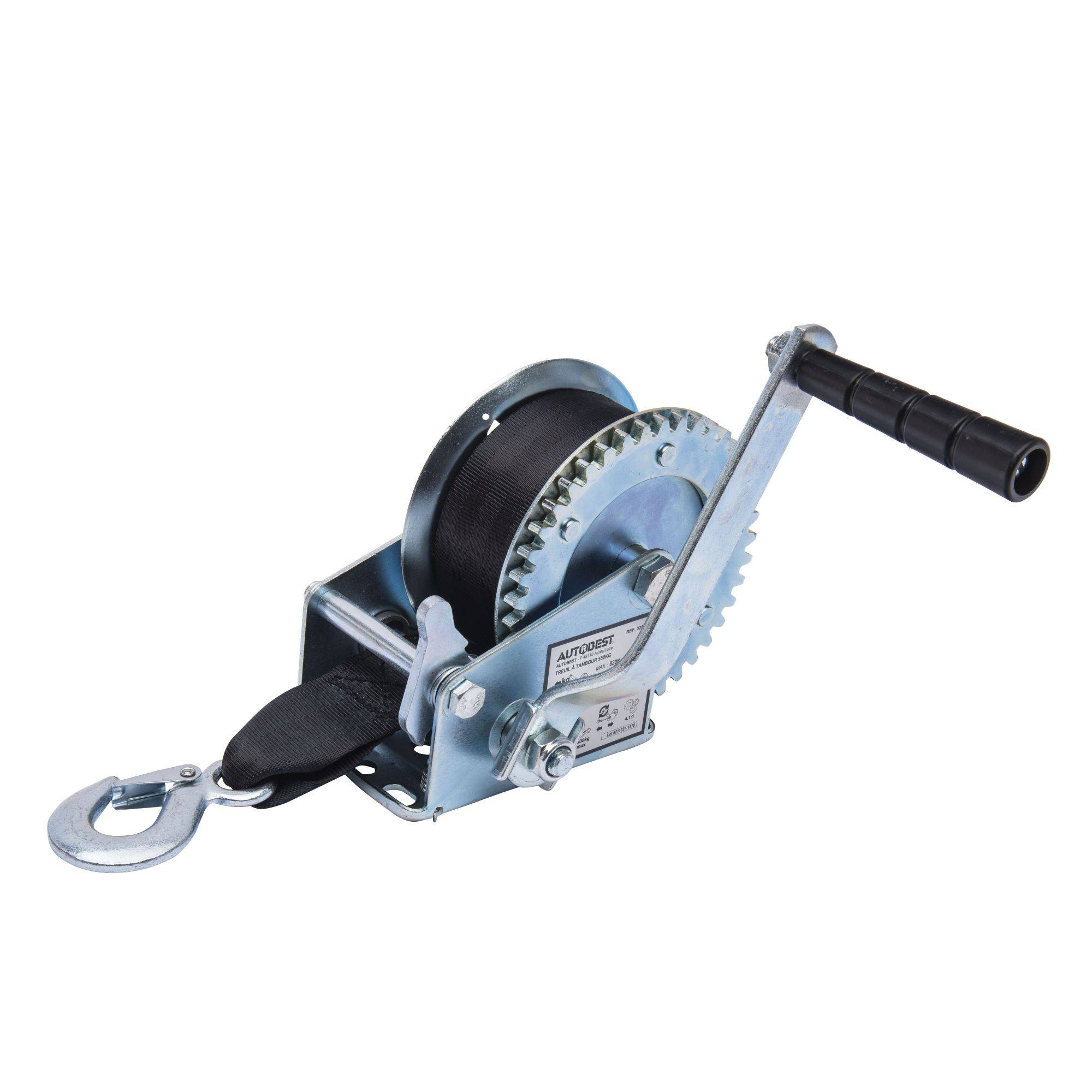 Treuil manuel tambour 550kg 10m de sangle - Image 2