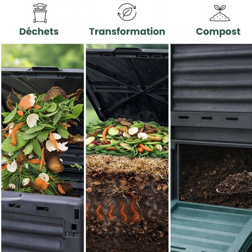 Sans Marque - Composteur de jardin 300 L - 83 x 61 x 61 cm en plastique, Polypropylène - TERRE JARDIN - Image 7