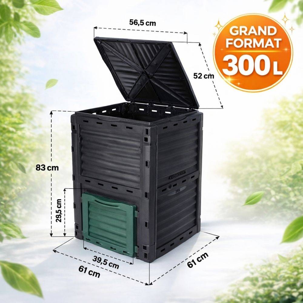 Sans Marque - Composteur de jardin 300 L - 83 x 61 x 61 cm en plastique, Polypropylène - TERRE JARDIN - Image 5