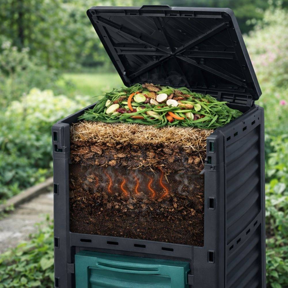 Sans Marque - Composteur de jardin 300 L - 83 x 61 x 61 cm en plastique, Polypropylène - TERRE JARDIN - Image 2