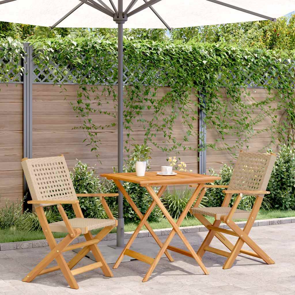 Vidaxl - Ensemble de bistro 3 pcs-Salons de jardin beige résine tressée et bois massif 478675 - Image 1