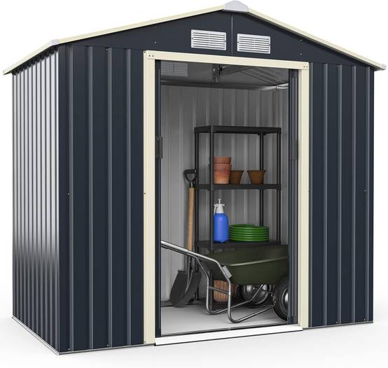 Costway - Abri de jardin 2 portes coulissantes verrouillables – 213,5 × 127 × 194,5 cm – 4 aérations – COSTWAY - Image 1