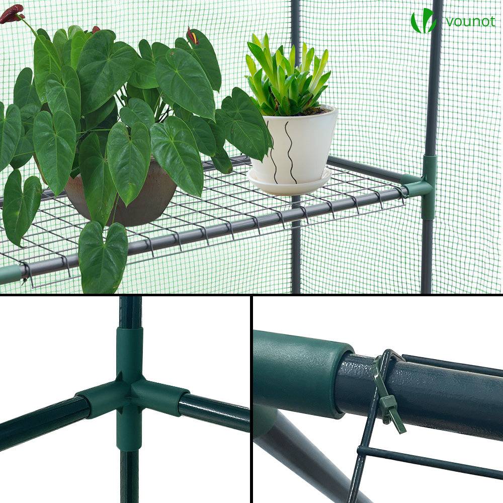Serre de jardin avec étagères 143x73x195cm vert - Bâche PE renforcée 135g/m² - Fenêtre moustiquaire, porte enroulable zippée - Image 3