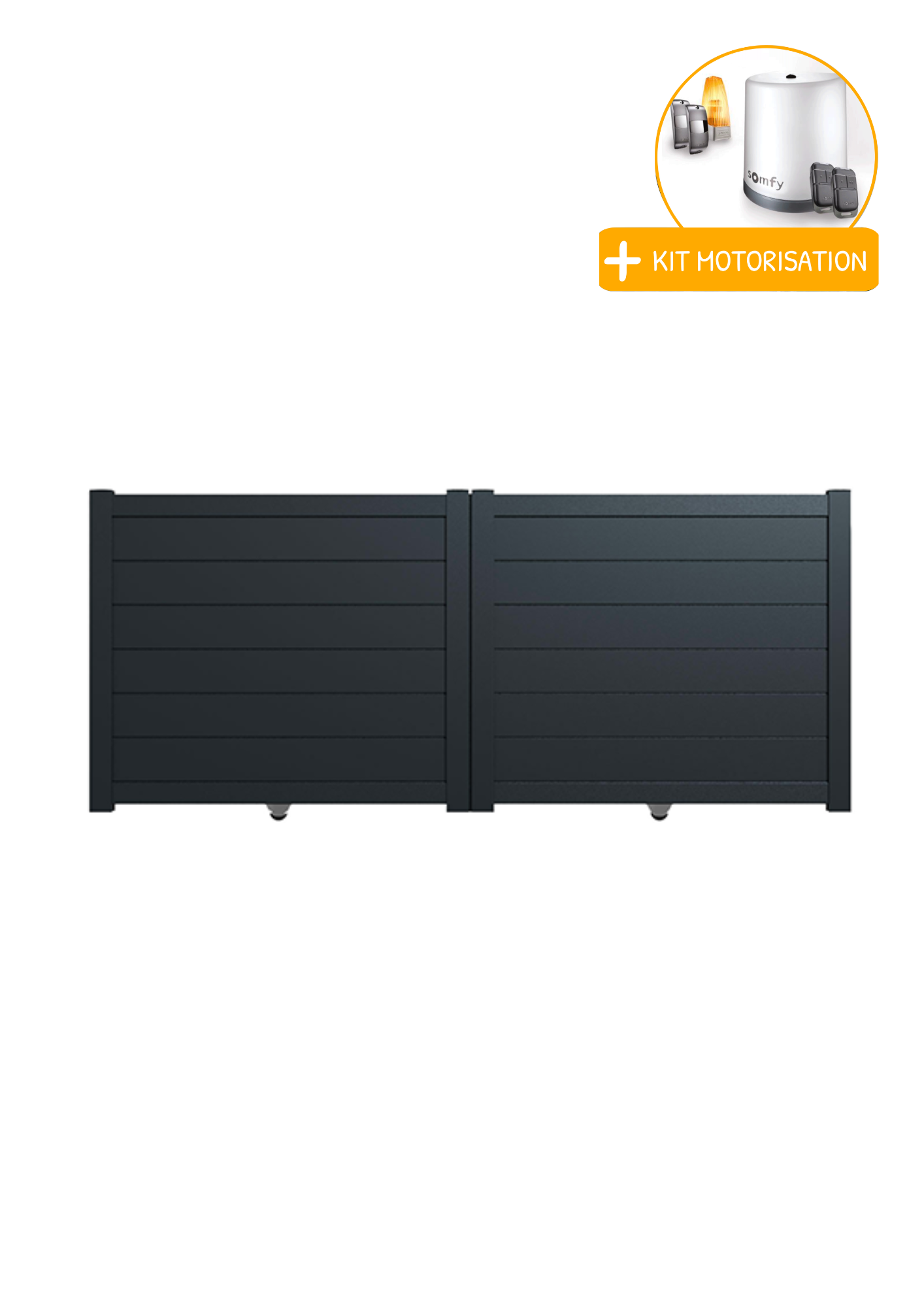 Portail Packit - Portail alu coulissant plein en kit +MOT dim. L.4000 (entre piliers) X H.1500 mm  Gris (RAL 7016)