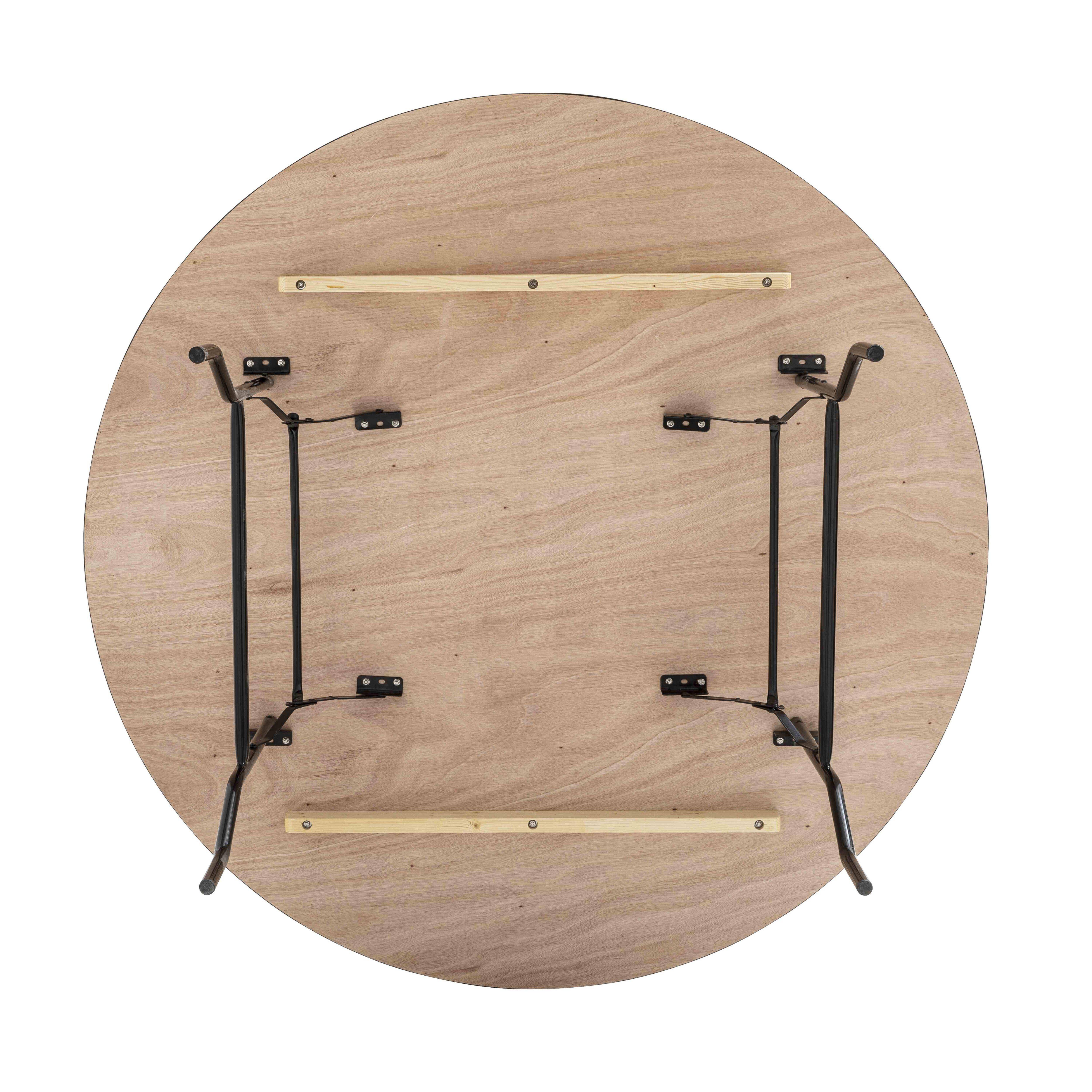 Oviala - Lot de 5 Tables pliantes rondes en bois 170cm 10 places MONOBLOC - Oviala - Imagen 3
